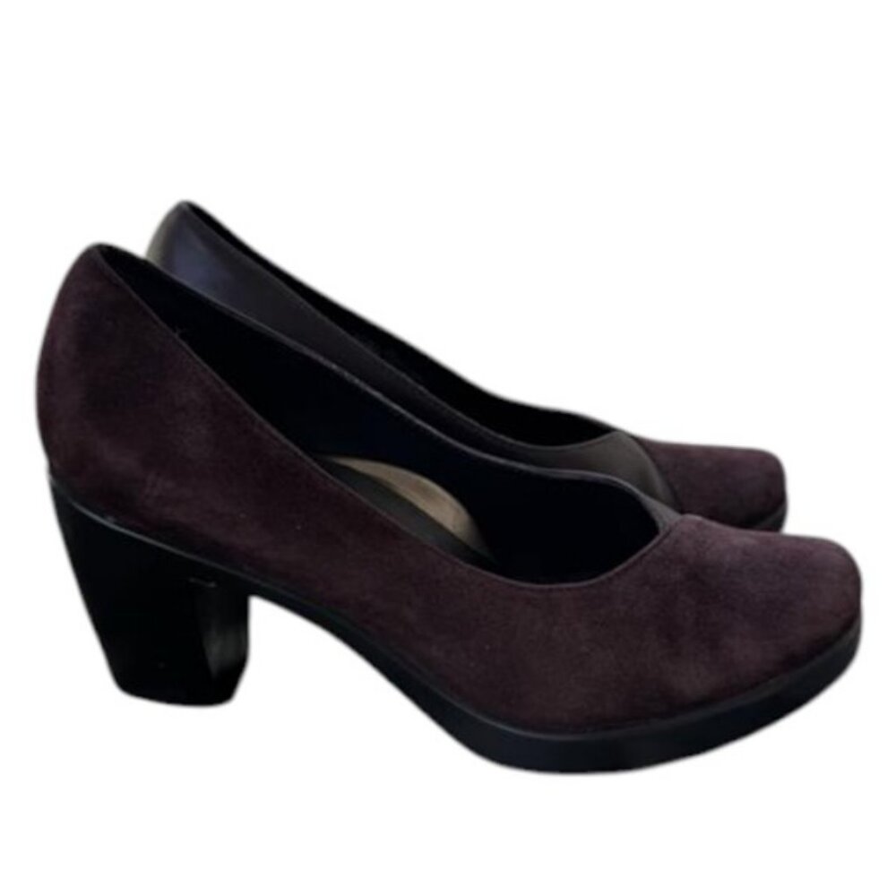 Dansko brown leather and suede slip-on heel pump shoes size 36